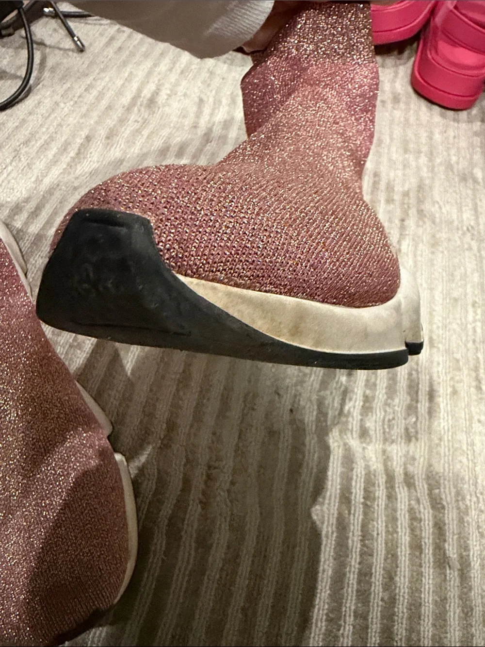 Balenciaga Metallic Pink Knit Sneaker